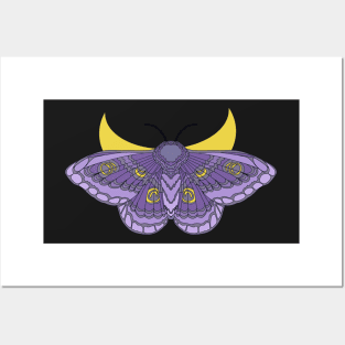 Purple Moon Moth Posters and Art